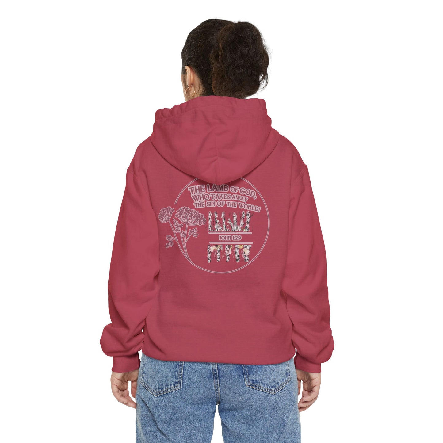 "Behold the Lamb" Floral Faith Graphic Hooded Sweatshirt