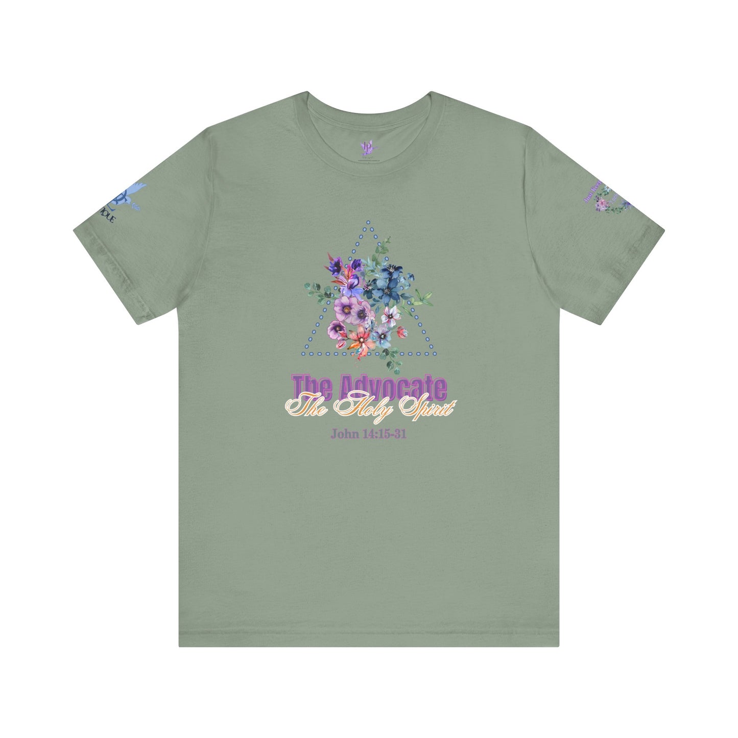 Just Keep Growing, Flowers with Trinity Triangle (2 Peter 3:18 Verse) Premium Bella Canvas tee