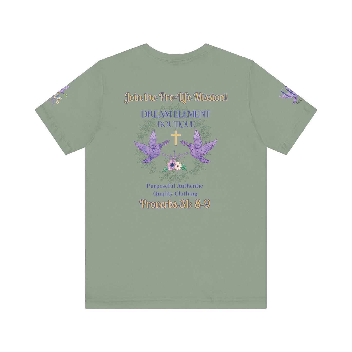 Be A Part of The Change, Pro-Life Mission Dream Element Logo Premium Bella Canvas Tee