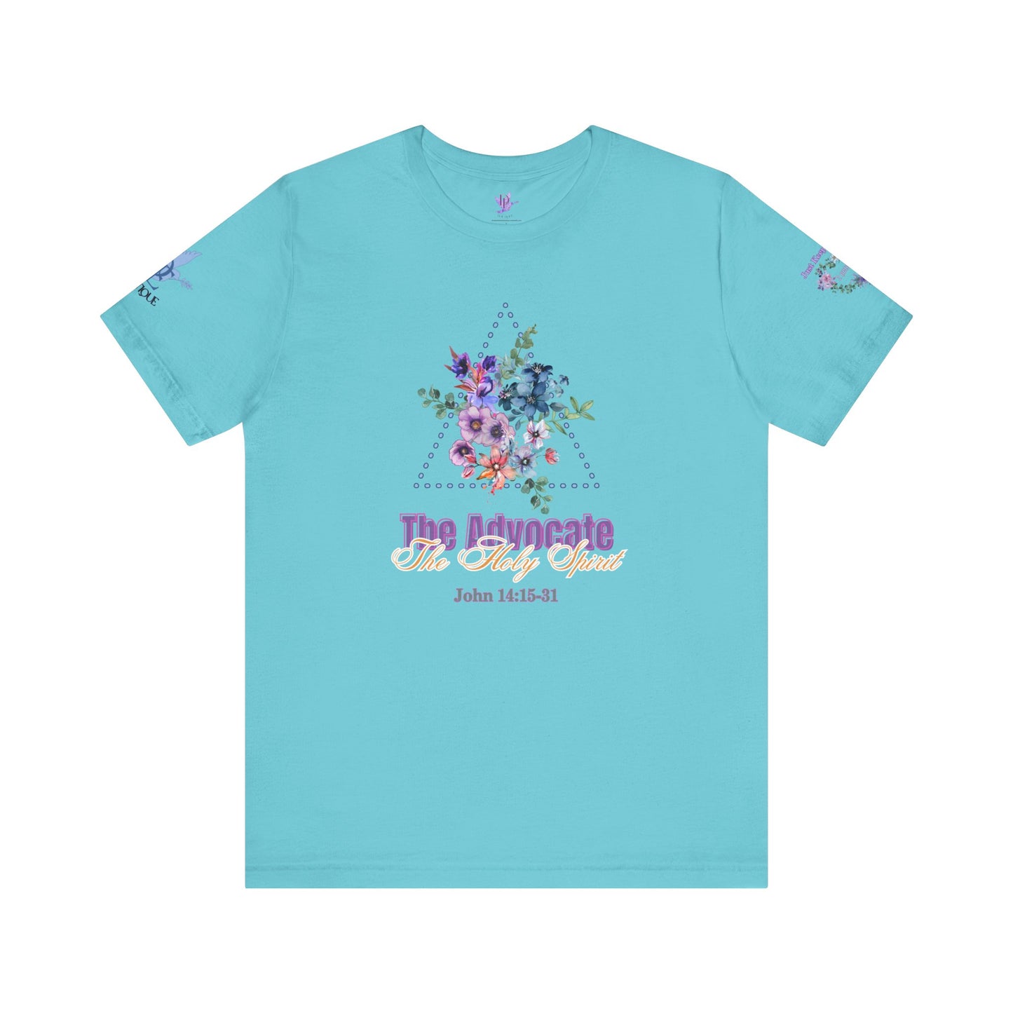 Just Keep Growing, Flowers with Trinity Triangle (2 Peter 3:18 Verse) Premium Bella Canvas tee
