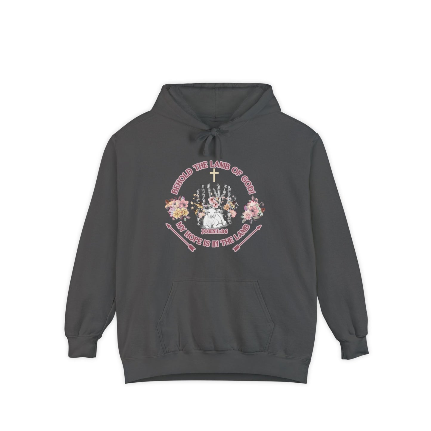 "Behold the Lamb" Floral Faith Graphic Hooded Sweatshirt