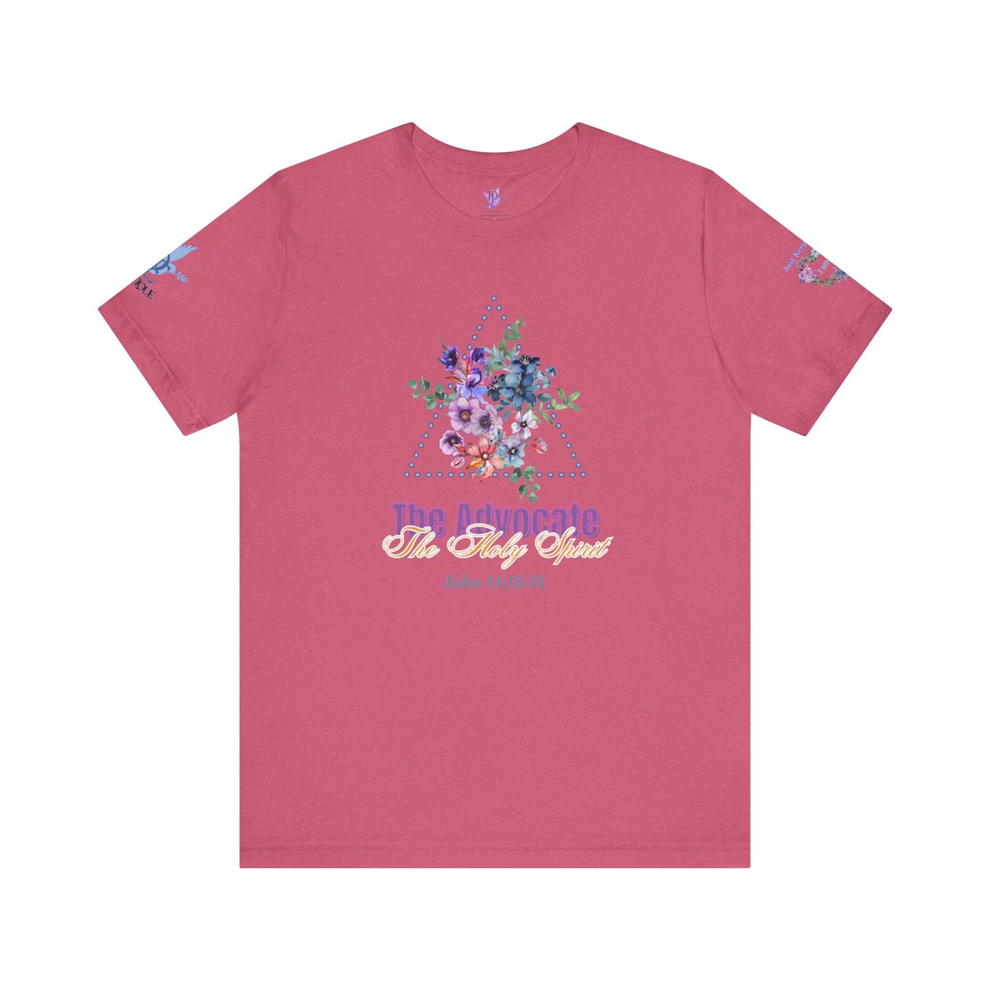 Just Keep Growing, Flowers with Trinity Triangle (2 Peter 3:18 Verse) Premium Bella Canvas tee