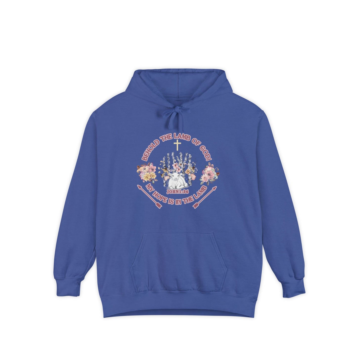 "Behold the Lamb" Floral Faith Graphic Hooded Sweatshirt