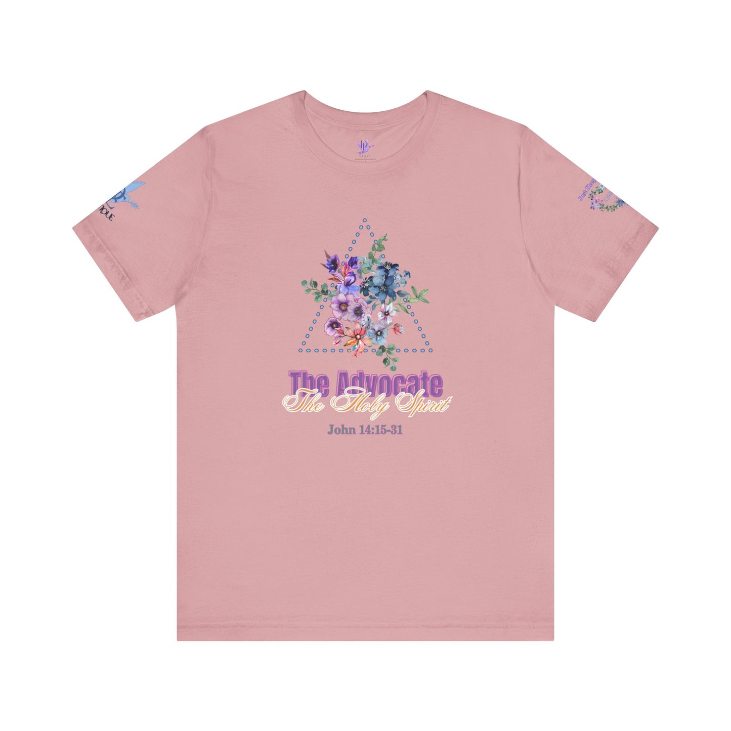Just Keep Growing, Flowers with Trinity Triangle (2 Peter 3:18 Verse) Premium Bella Canvas tee