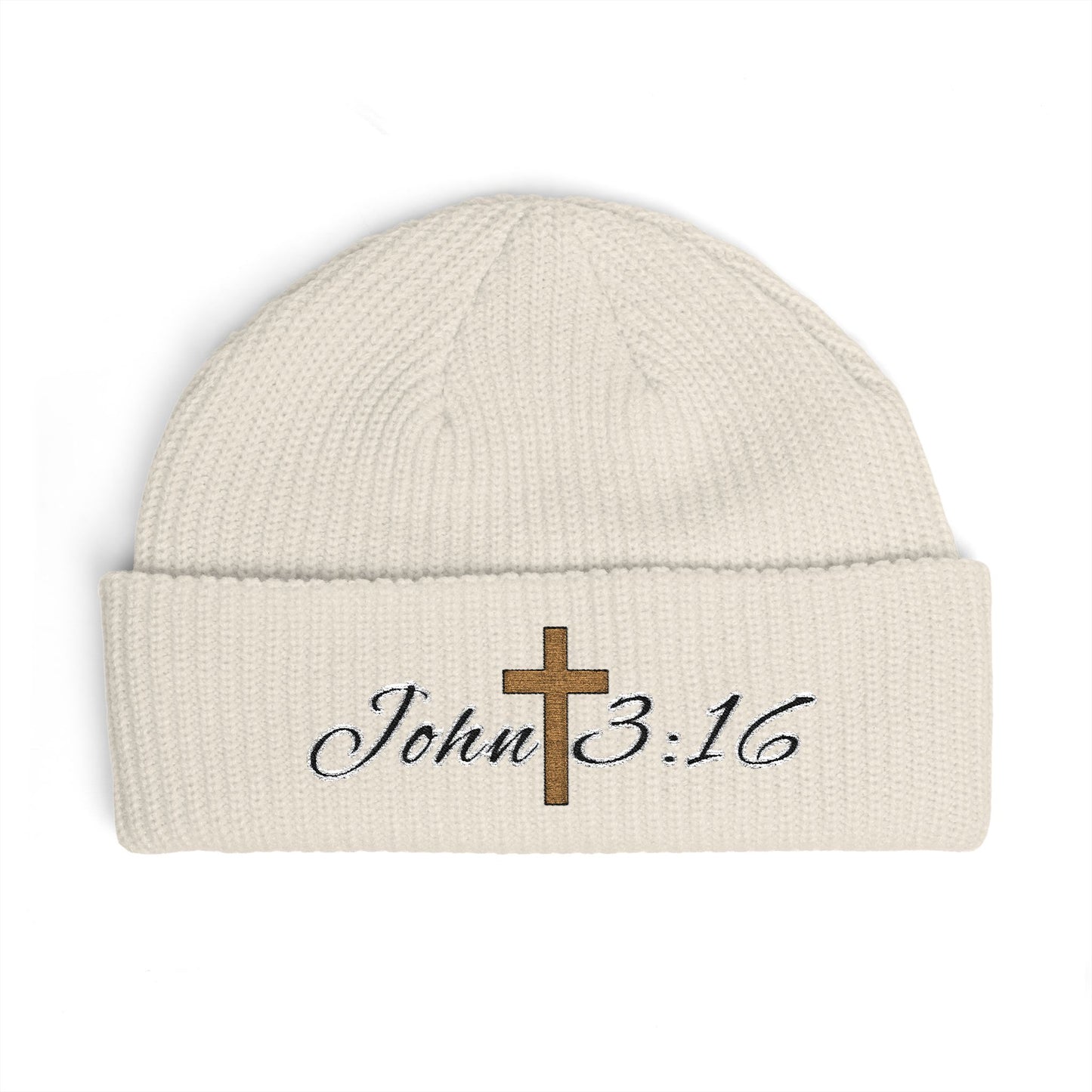 John 3:16 Beanie — God So Loved Scripture Knit Hat