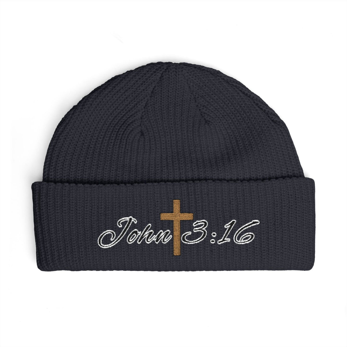 John 3:16 Beanie — God So Loved Scripture Knit Hat