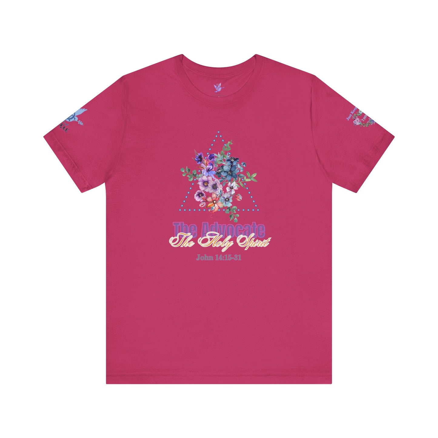 Just Keep Growing, Flowers with Trinity Triangle (2 Peter 3:18 Verse) Premium Bella Canvas tee