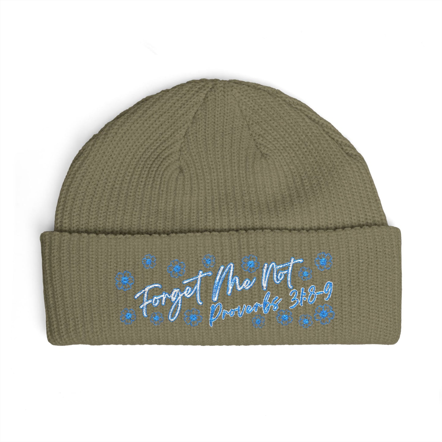 Christian Pro-Life Forget-Me-Not Floral cuff Beanie