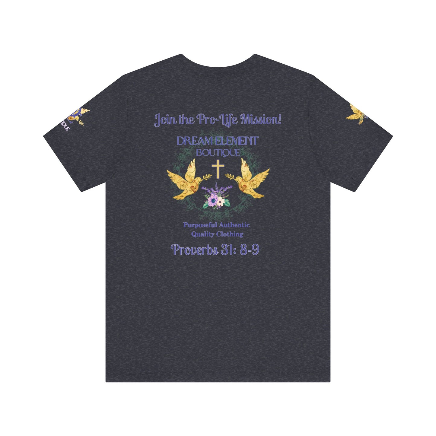 Be A Part of The Change, Pro Life Mission Dream Element Logo Premium Bella Canvas Tee