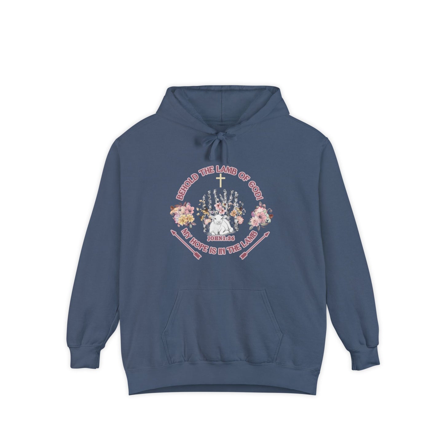 "Behold the Lamb" Floral Faith Graphic Hooded Sweatshirt