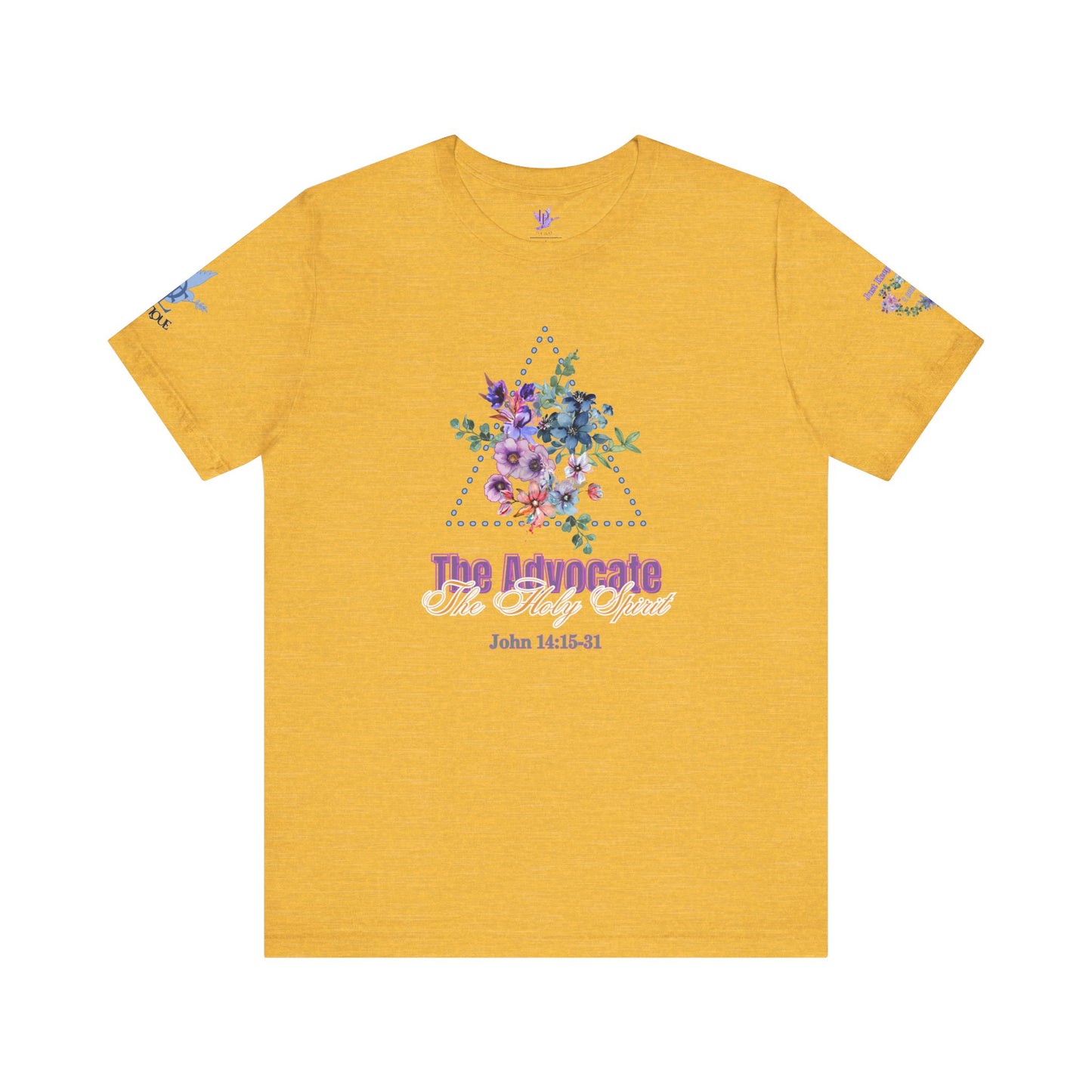 Just Keep Growing, Flowers with Trinity Triangle (2 Peter 3:18 Verse) Premium Bella Canvas tee