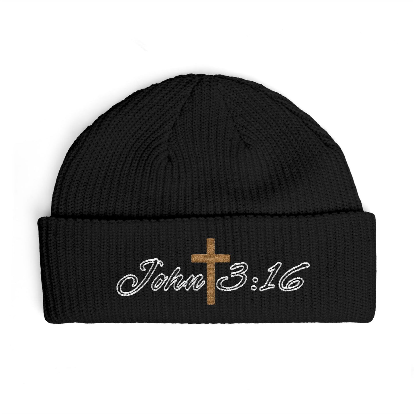 John 3:16 Beanie — God So Loved Scripture Knit Hat