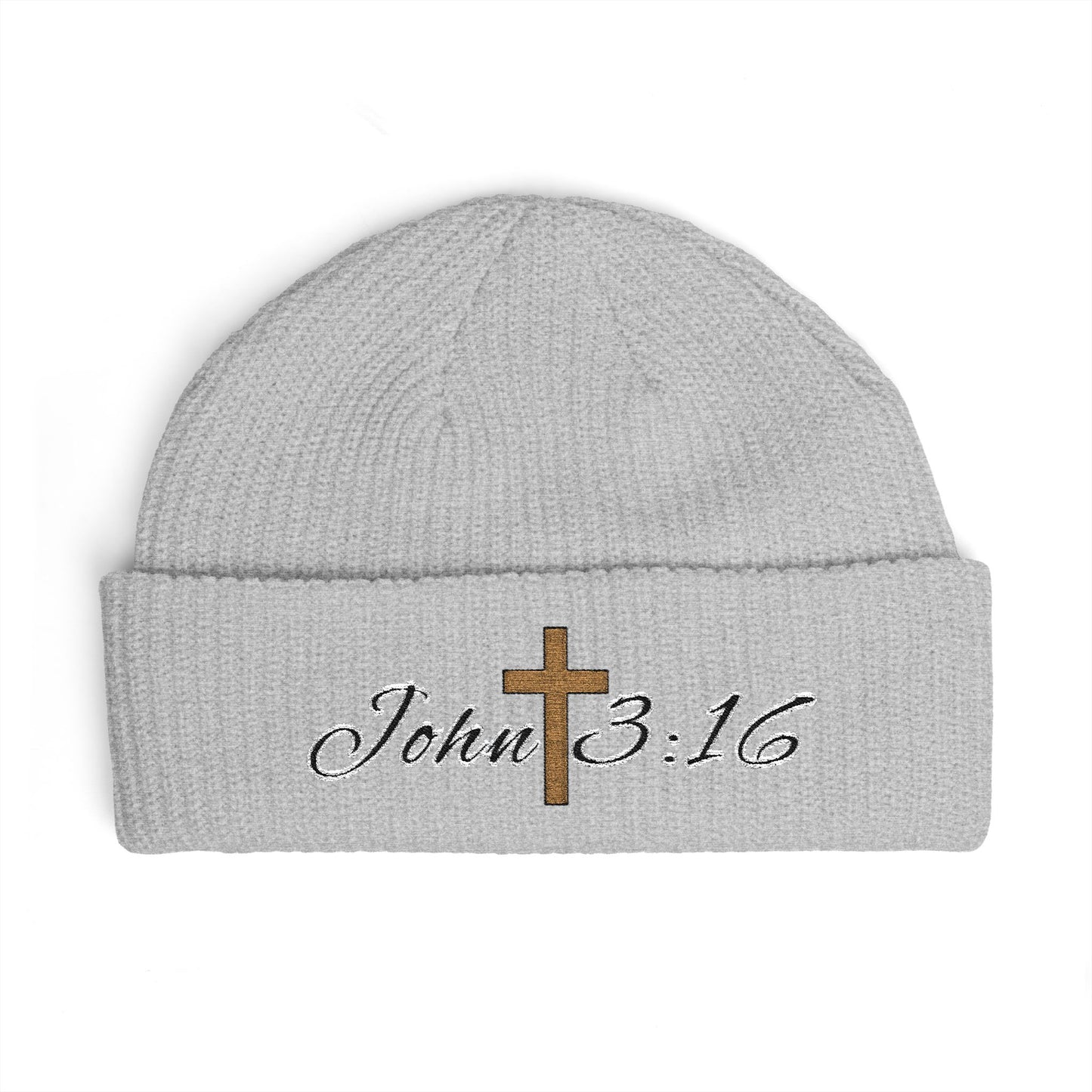 John 3:16 Beanie — God So Loved Scripture Knit Hat