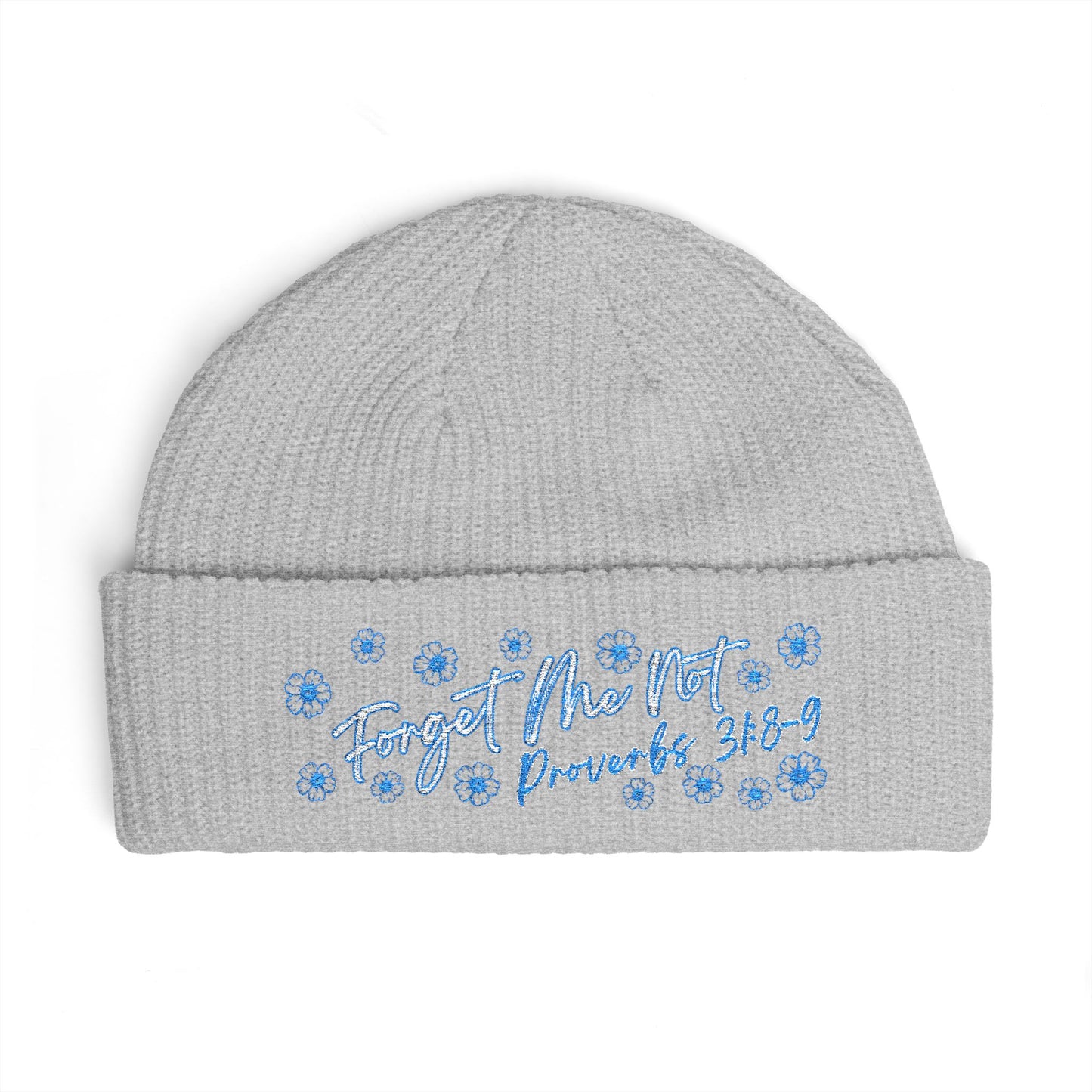 Christian Pro-Life Forget-Me-Not Floral cuff Beanie