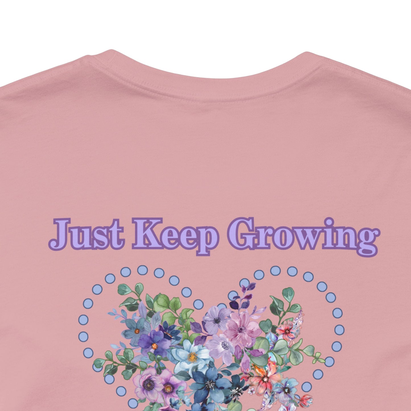 Just Keep Growing, Flowers with Trinity Triangle (2 Peter 3:18 Verse) Premium Bella Canvas tee