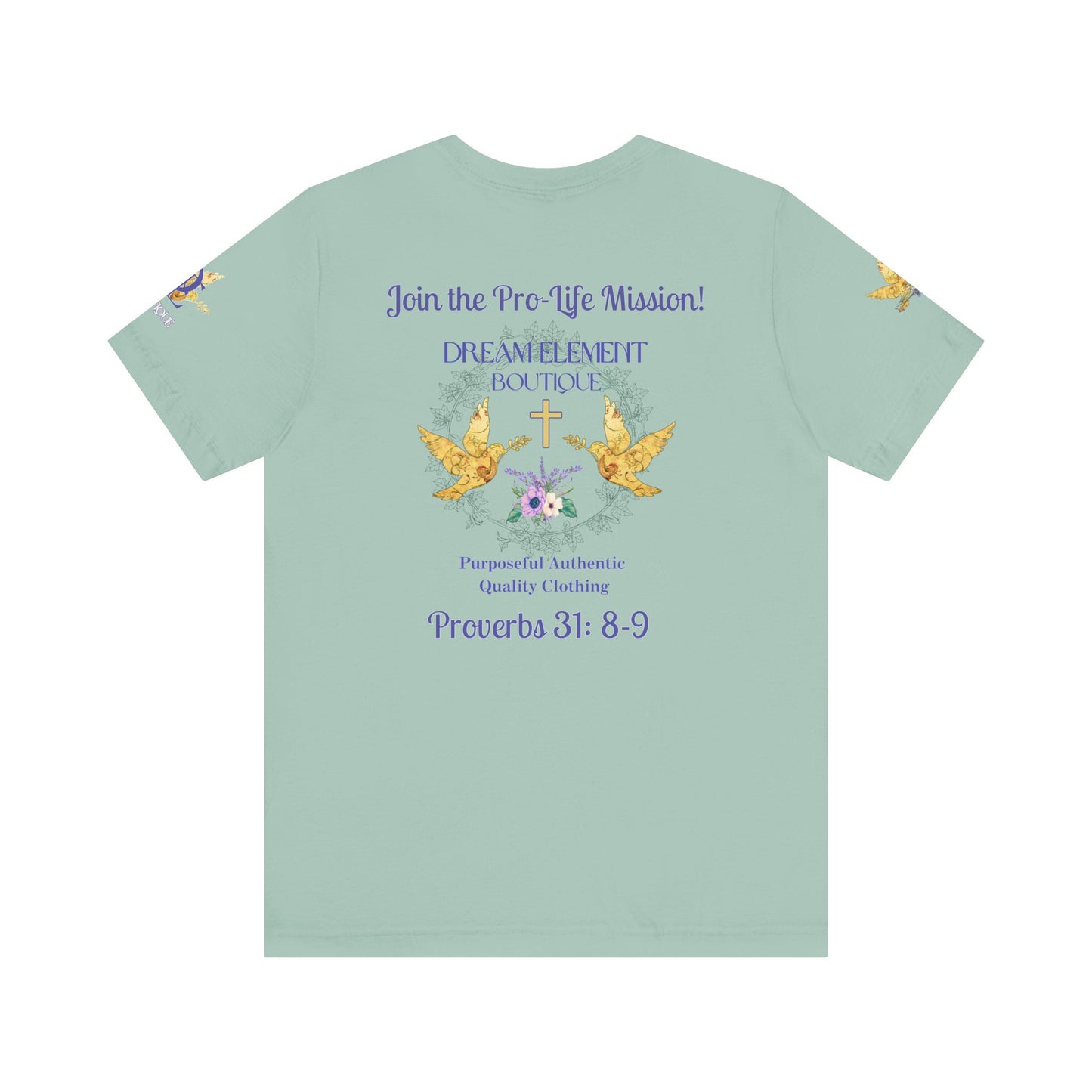 Be A Part of The Change, Pro Life Mission Dream Element Logo Premium Bella Canvas Tee