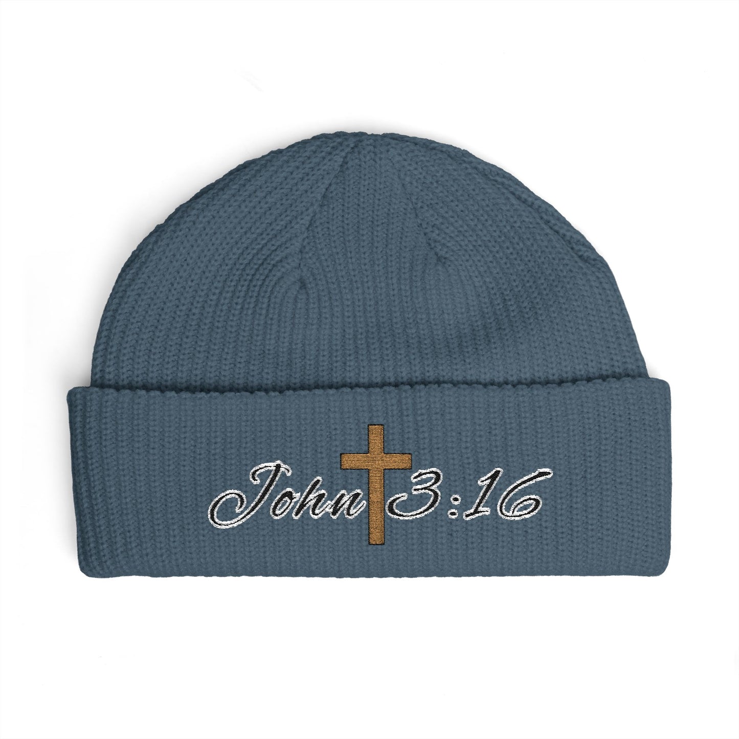 John 3:16 Beanie — God So Loved Scripture Knit Hat