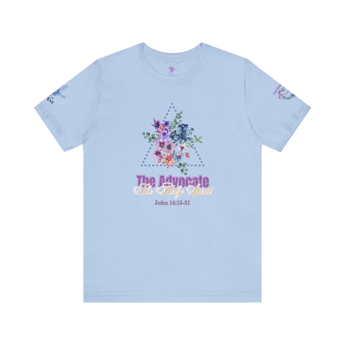 Just Keep Growing, Flowers with Trinity Triangle (2 Peter 3:18 Verse) Premium Bella Canvas tee