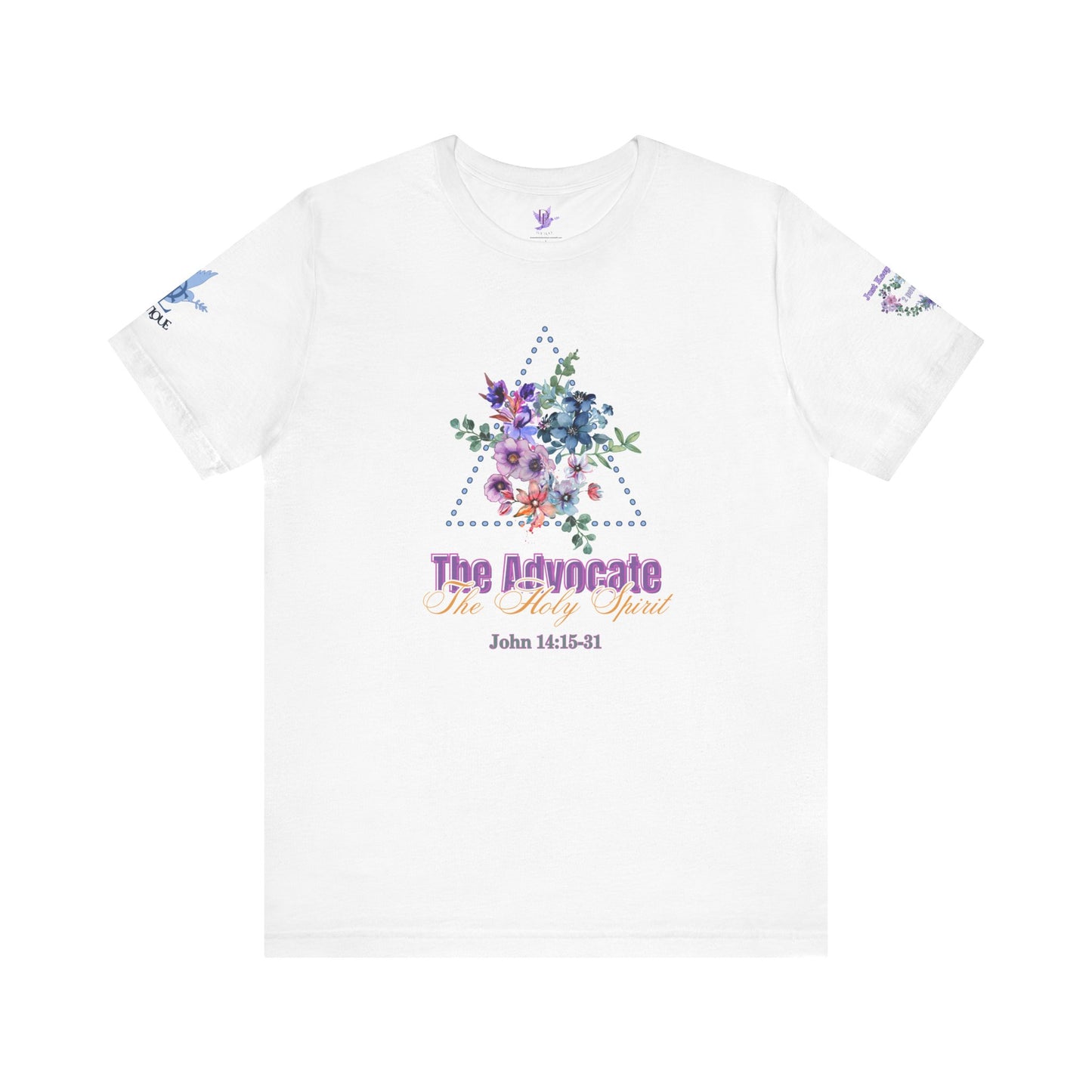 Just Keep Growing, Flowers with Trinity Triangle (2 Peter 3:18 Verse) Premium Bella Canvas tee