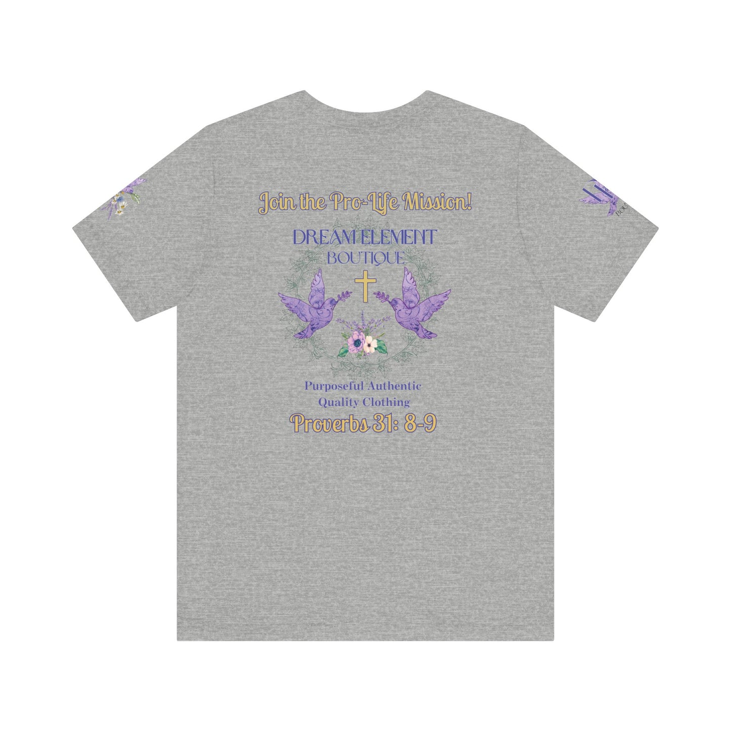 Be A Part of The Change, Pro-Life Mission Dream Element Logo Premium Bella Canvas Tee