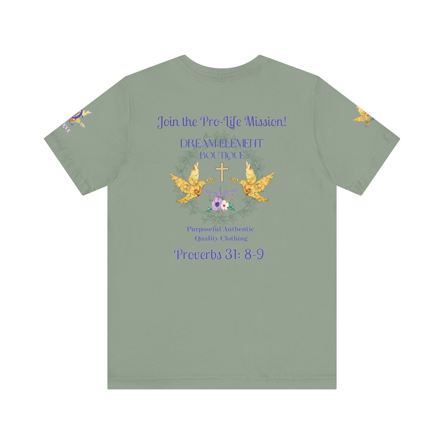 Be A Part of The Change, Pro Life Mission Dream Element Logo Premium Bella Canvas Tee