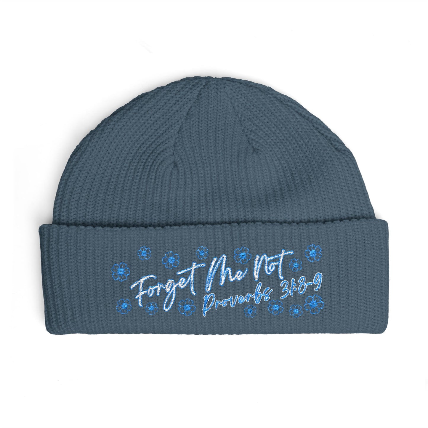 Christian Pro-Life Forget-Me-Not Floral cuff Beanie