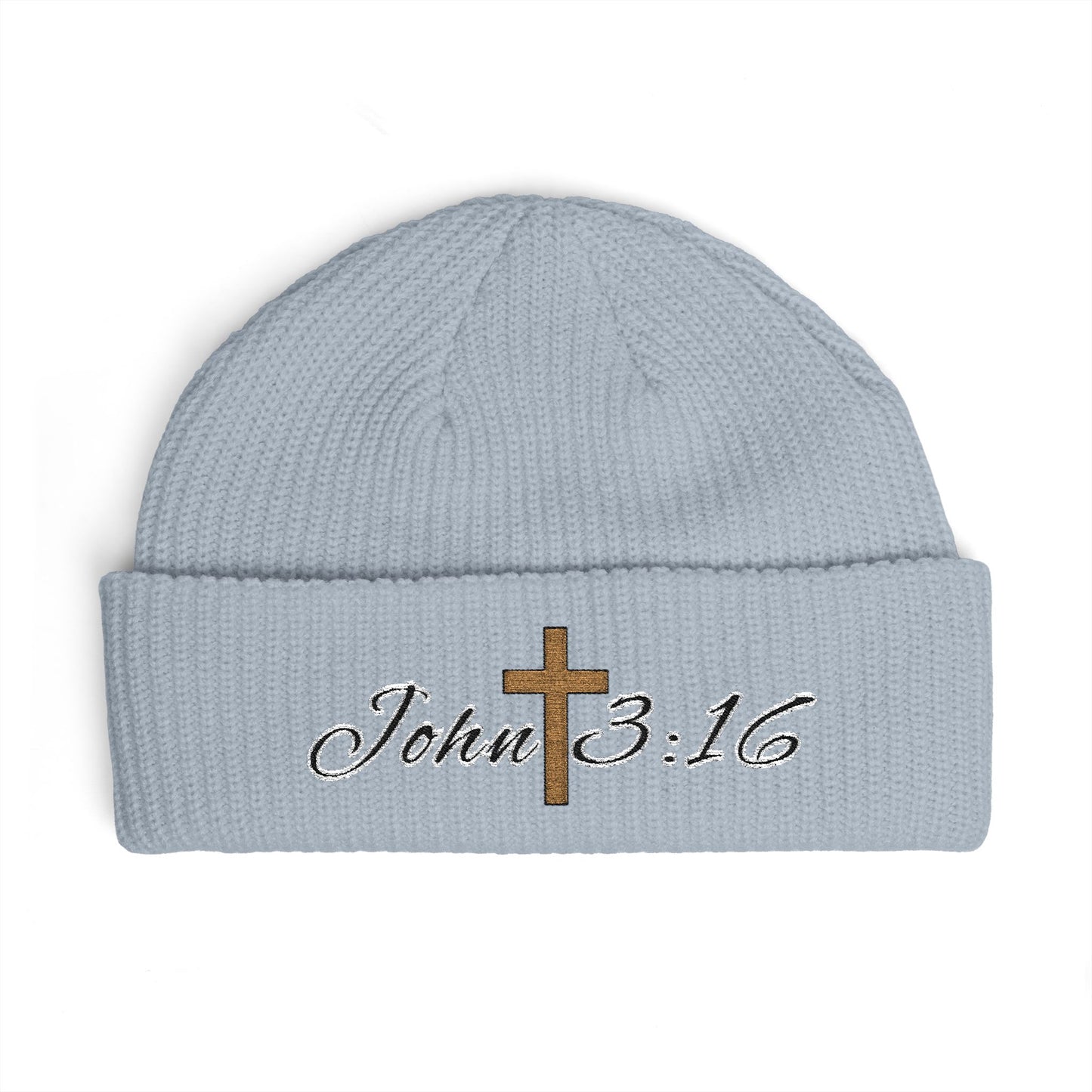 John 3:16 Beanie — God So Loved Scripture Knit Hat