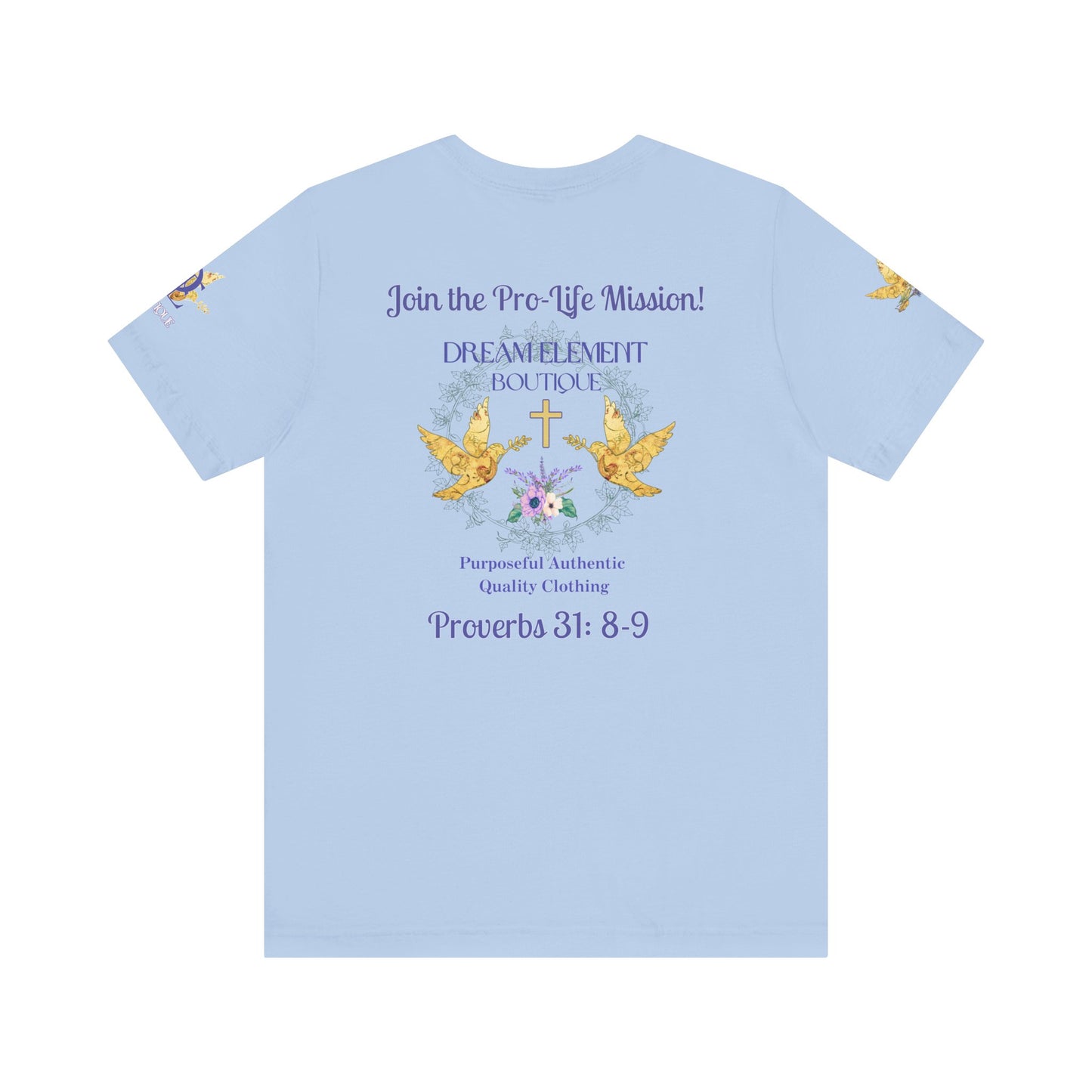 Be A Part of The Change, Pro Life Mission Dream Element Logo Premium Bella Canvas Tee