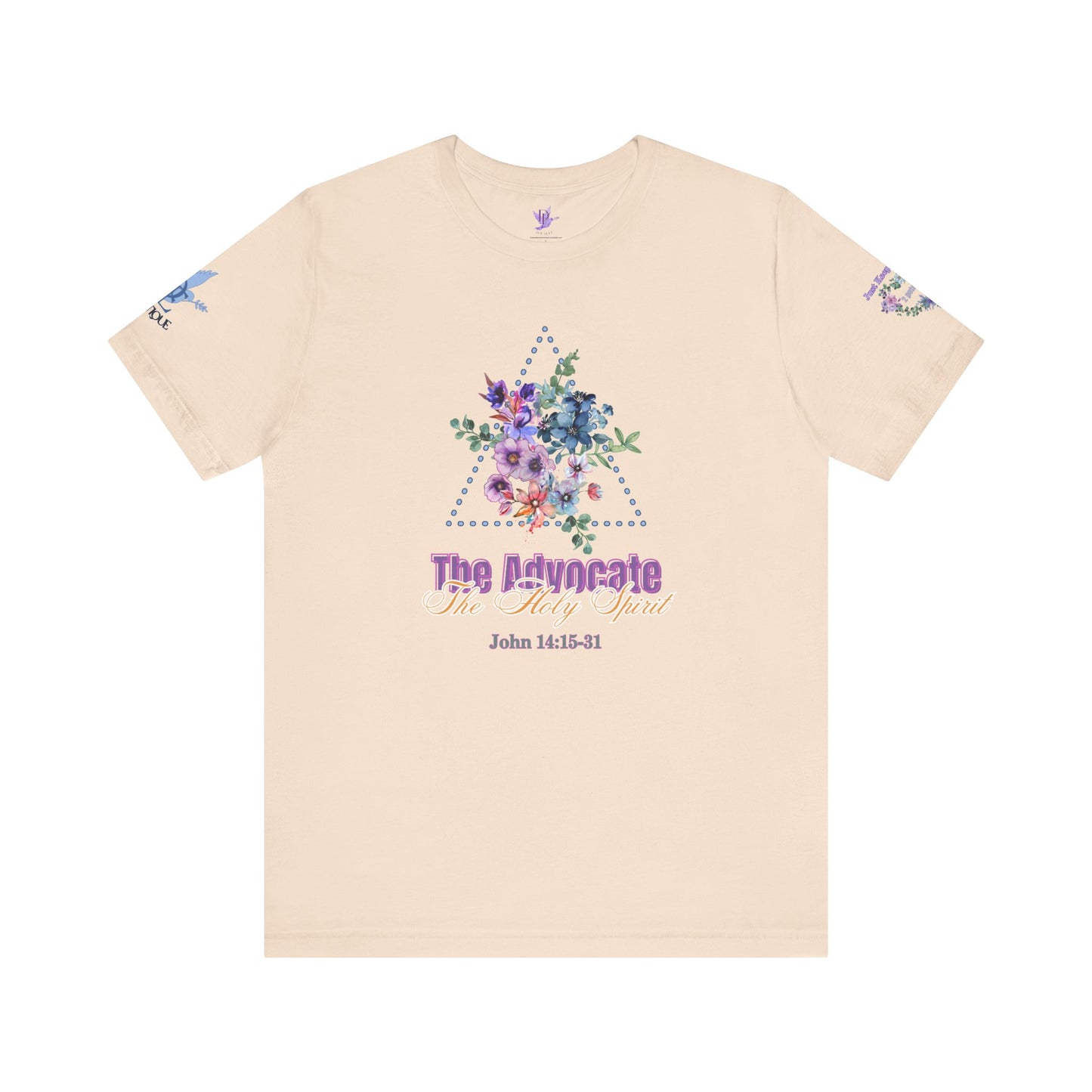 Just Keep Growing, Flowers with Trinity Triangle (2 Peter 3:18 Verse) Premium Bella Canvas tee