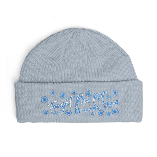Christian Pro-Life Forget-Me-Not Floral cuff Beanie