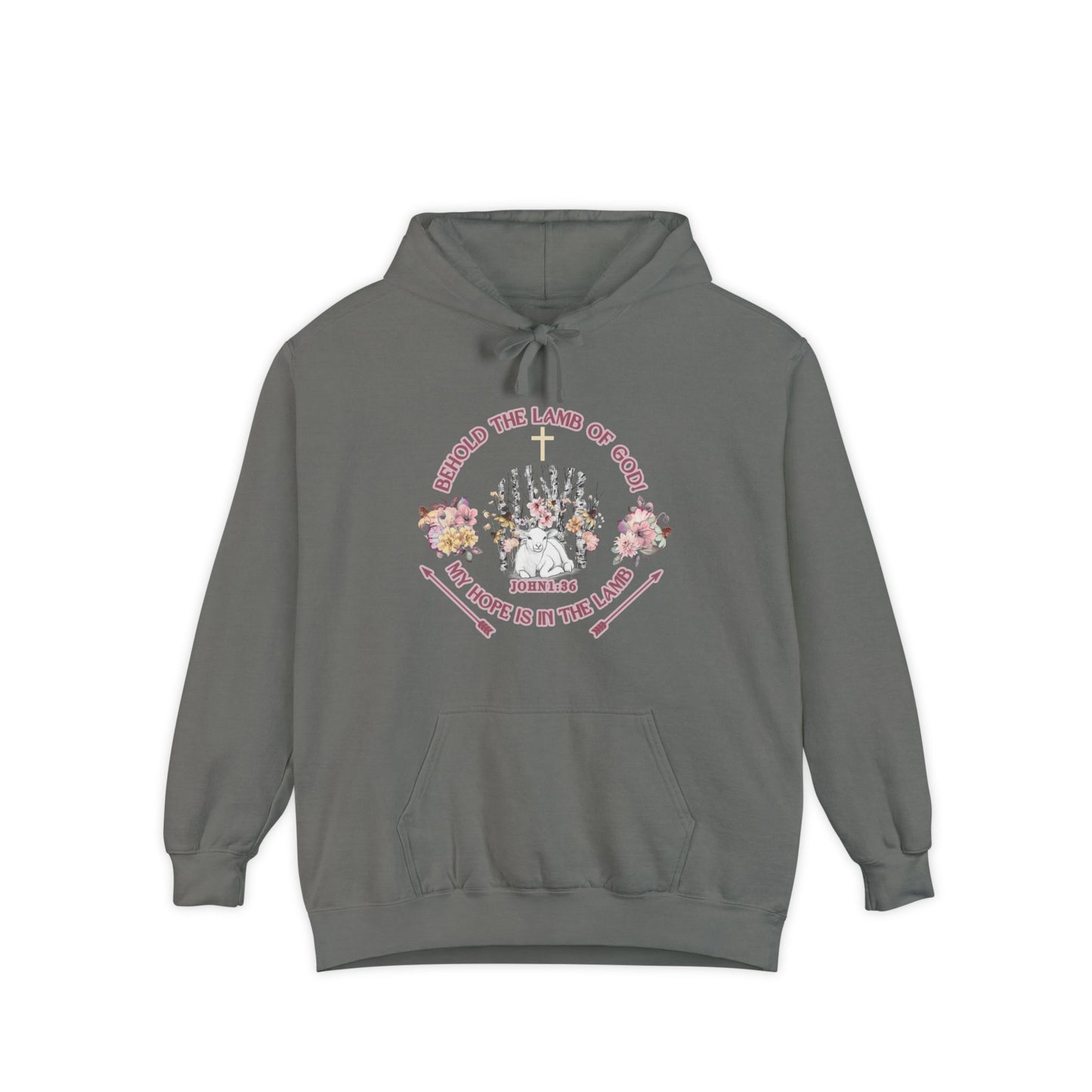 "Behold the Lamb" Floral Faith Graphic Hooded Sweatshirt