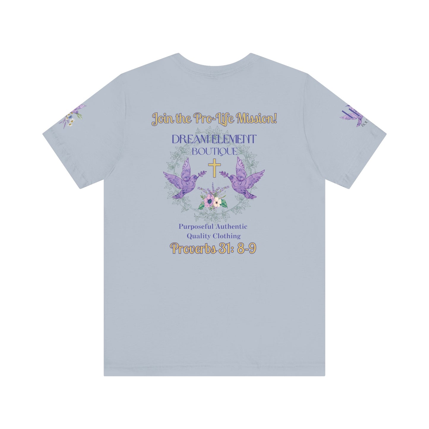 Be A Part of The Change, Pro-Life Mission Dream Element Logo Premium Bella Canvas Tee