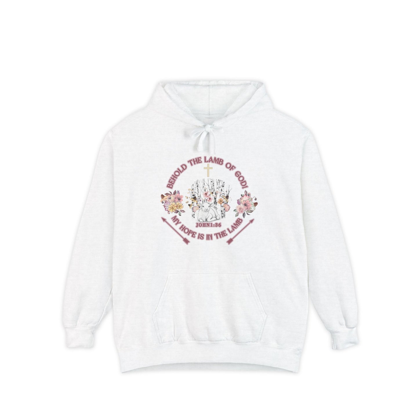 "Behold the Lamb" Floral Faith Graphic Hooded Sweatshirt