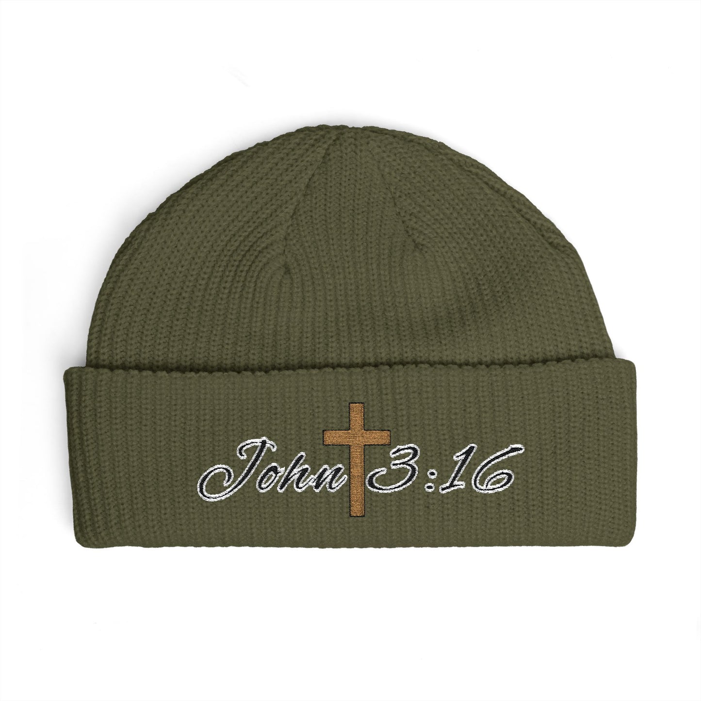 John 3:16 Beanie — God So Loved Scripture Knit Hat