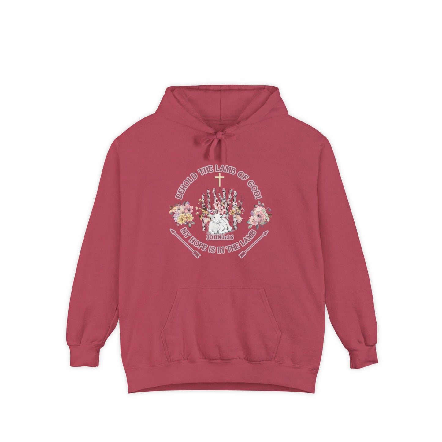 "Behold the Lamb" Floral Faith Graphic Hooded Sweatshirt