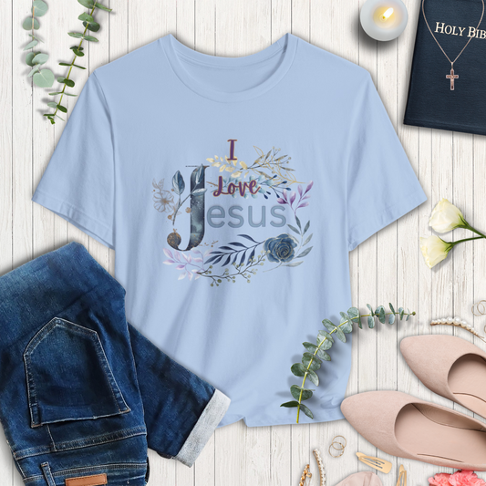 I Love Jesus Floral Tee